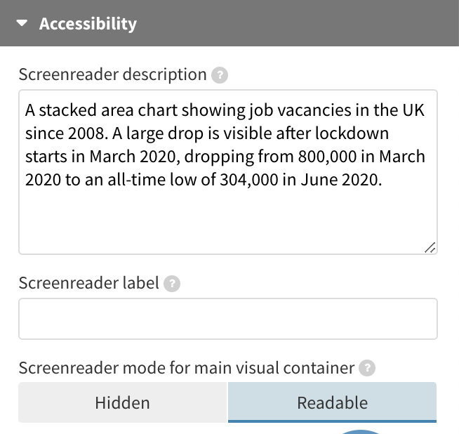 Set a screenreader description for the main visual container